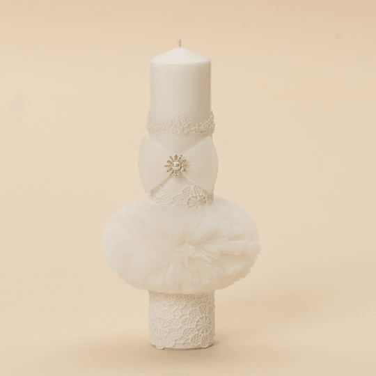 Lumanare Jessia Cu Dantela Rozete Personalizata Botez AnneBebe