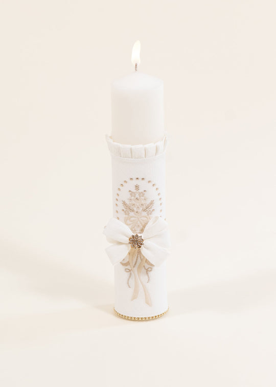 Lumanare Nicole Crem Flori Capucino Cu Auriu AnneBebe