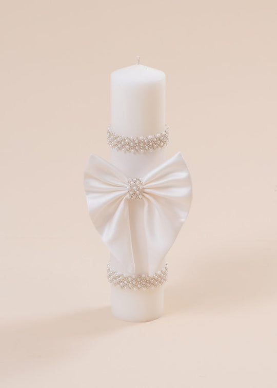 Lumanare Botez Lolita Baby Princess Fundite Crem Si Perle Model Romb