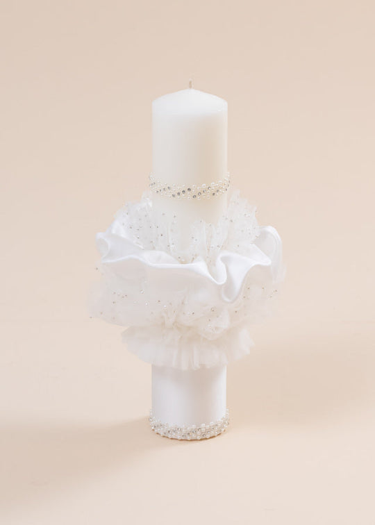 Lumanare Aisha Crem cu Paiete Argintii AnneBebe