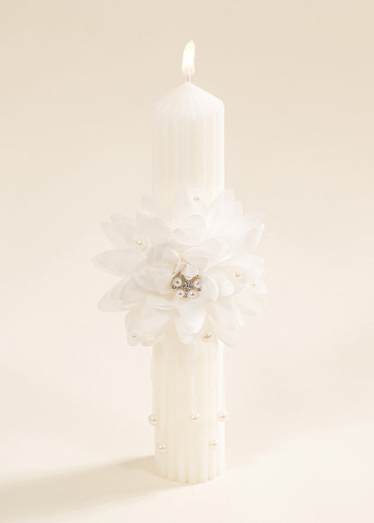 Lumanare Trandafir Crem Cu Perle