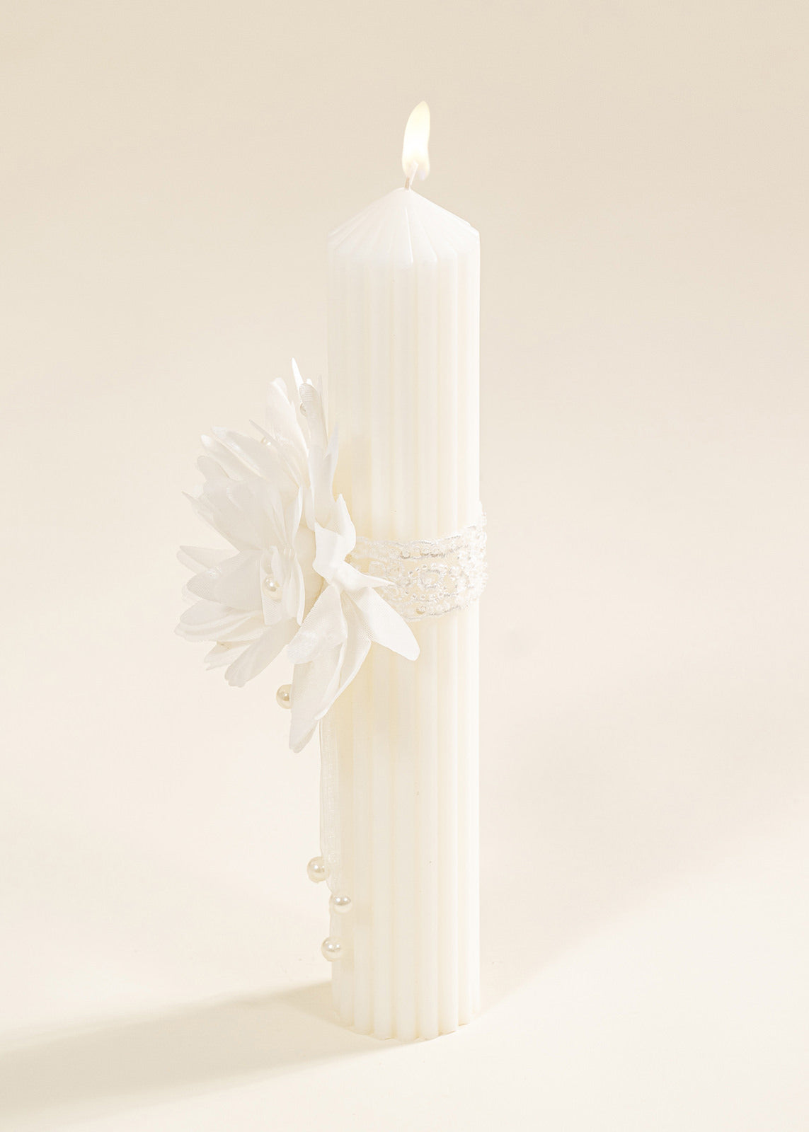 Lumanare Trandafir Crem Cu Perle