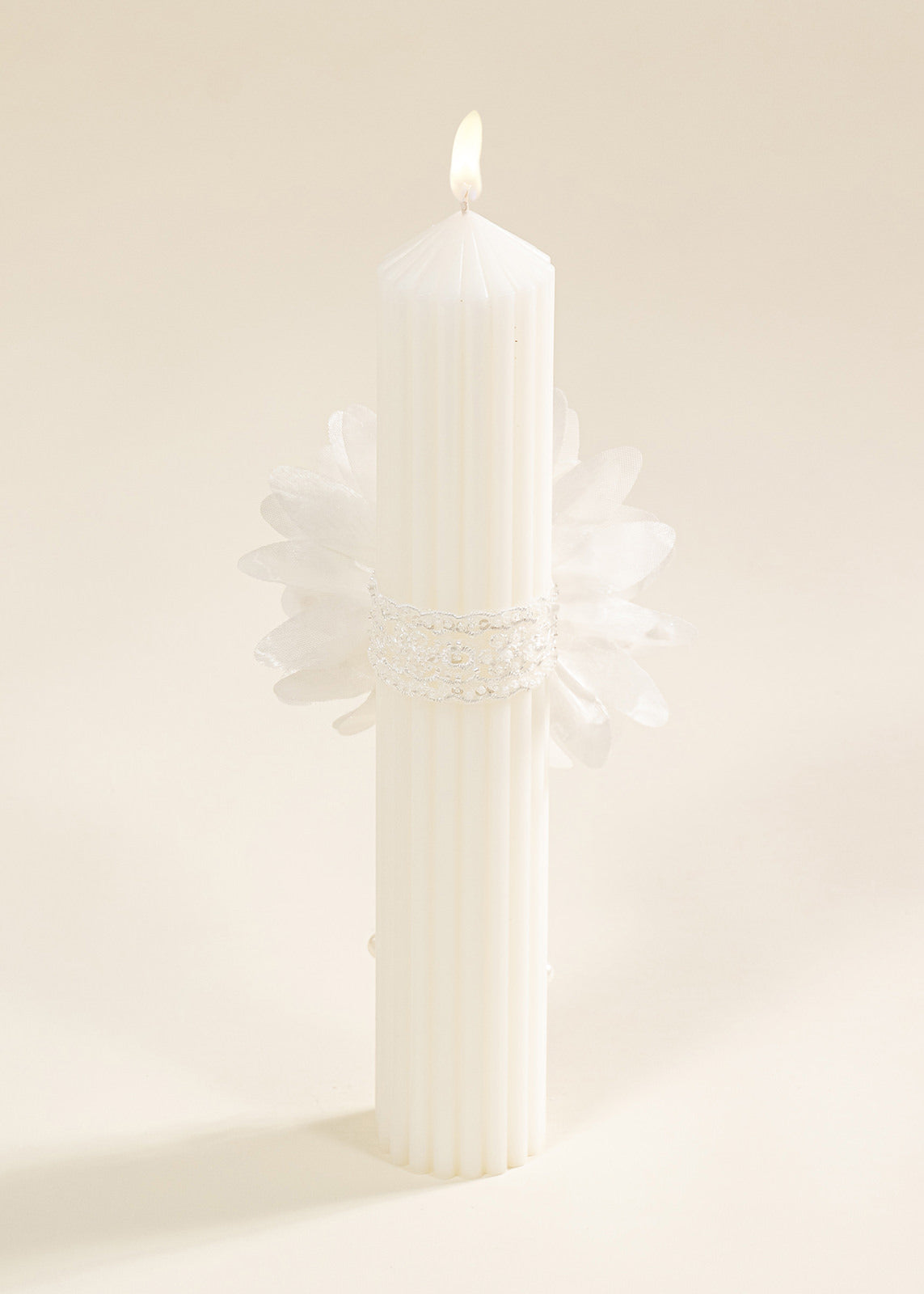 Lumanare Trandafir Crem Cu Perle