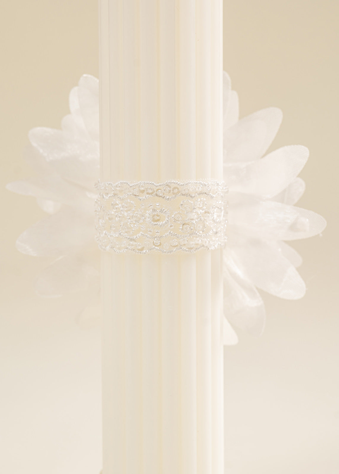 Lumanare Trandafir Crem Cu Perle