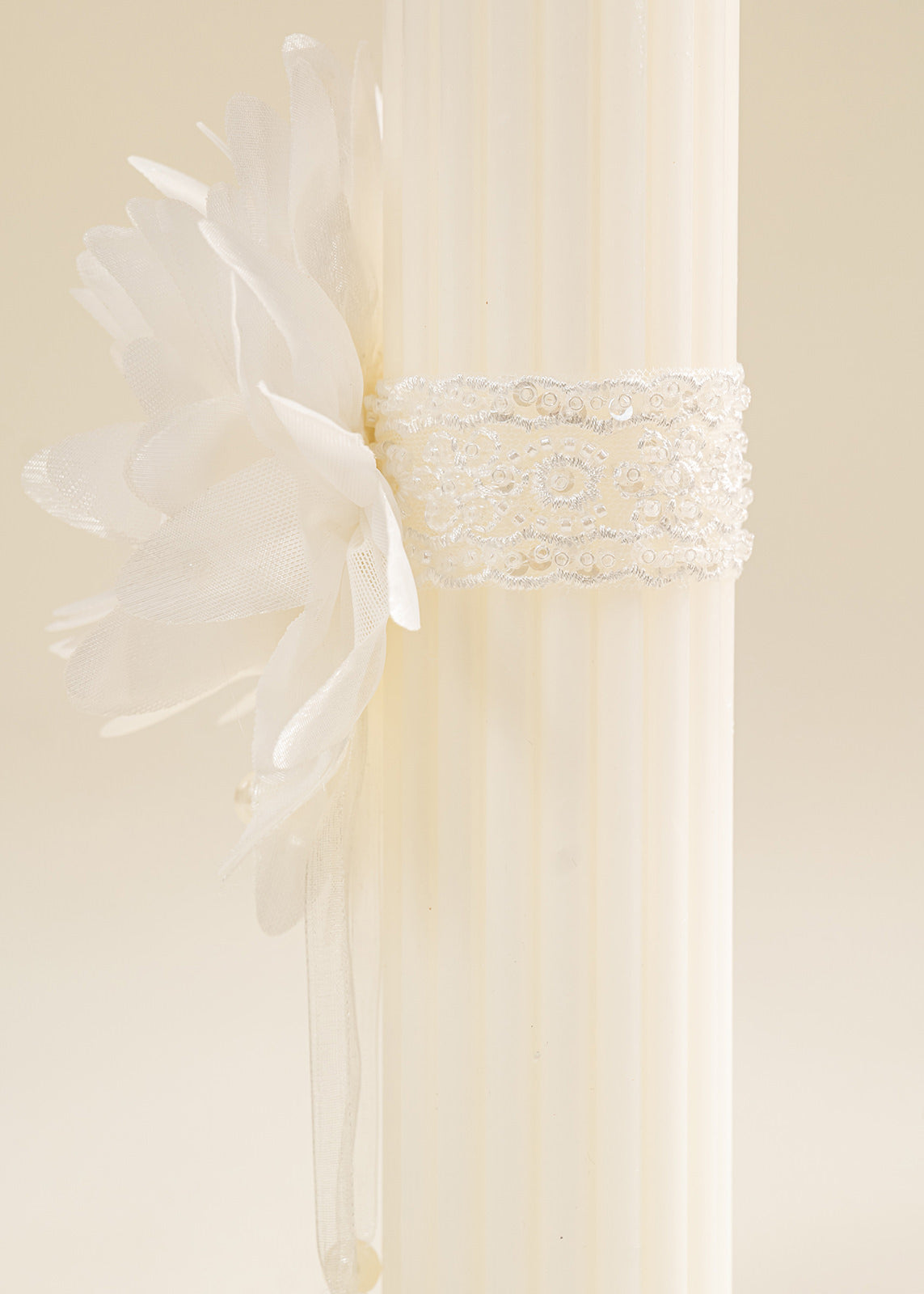 Lumanare Trandafir Crem Cu Perle