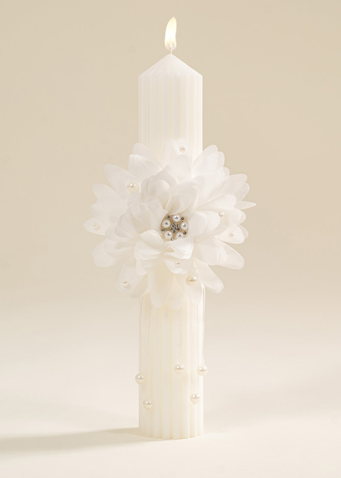 Lumanare Trandafir Crem Cu Perle