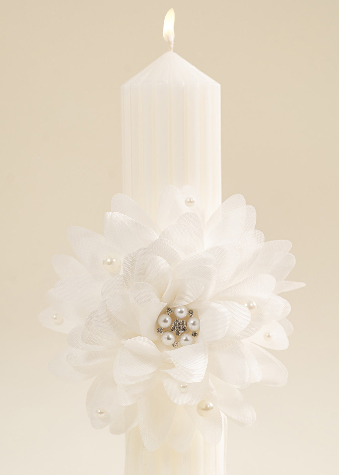 Lumanare Trandafir Crem Cu Perle
