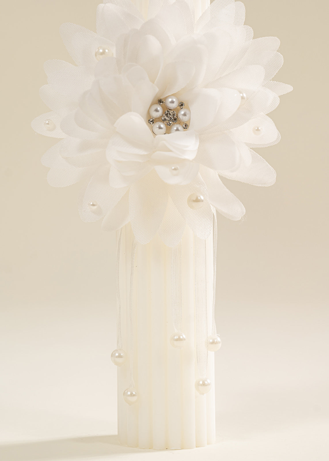 Lumanare Trandafir Crem Cu Perle