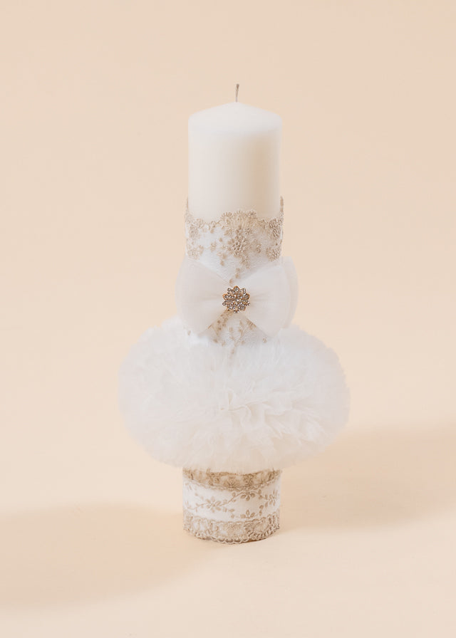 Baptism Set Natalia 3 Pieces, Dress, Trouser and Candle Personalized Baptism AnneBebe