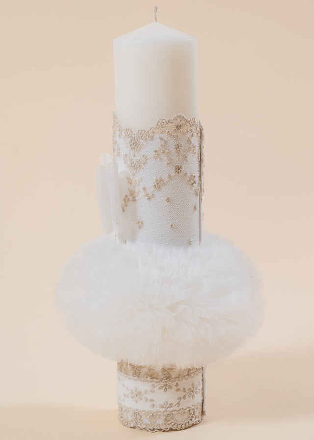 Baptism Set Natalia 3 Pieces, Dress, Trouser and Candle Personalized Baptism AnneBebe