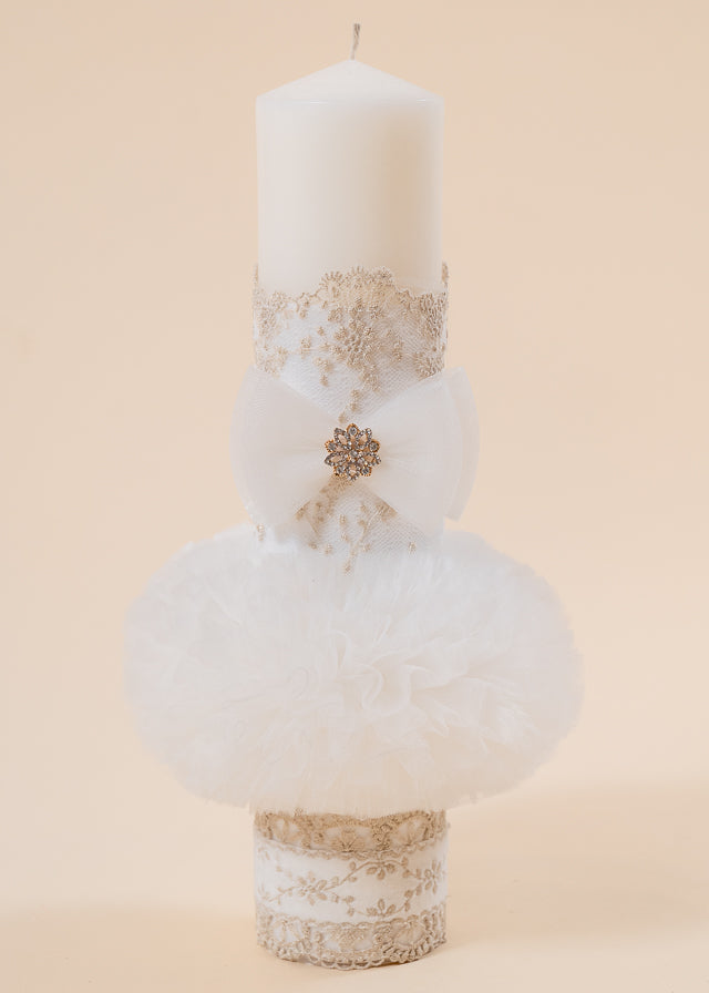 Baptism Set Natalia 3 Pieces, Dress, Trouser and Candle Personalized Baptism AnneBebe