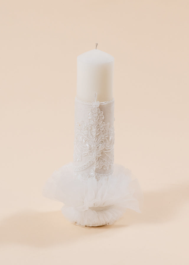 Klara 3 Piece Baptism Set, Dress, Trouser and Candle Personalized Baptism AnneBebe