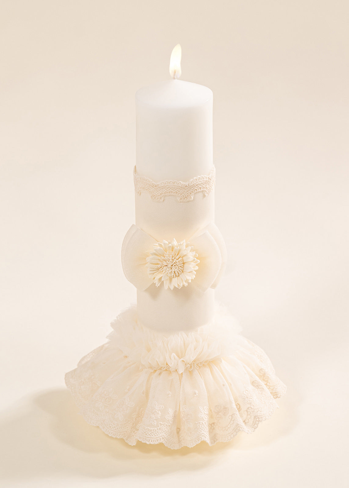 Set Botez Mira 3 Piese  Rochie Trusou si Lumanare Personalizat Botez AnneBebe