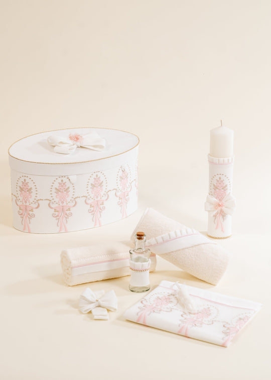 Christening Set Cristiana 3 Pieces, Candle, Layette, and Personalized Christening Chest AnneBebe