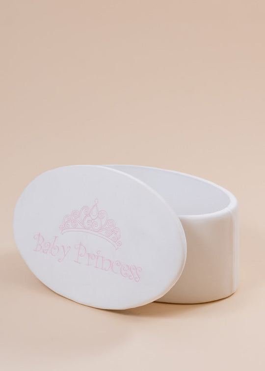 Cufar Botez Baby Princess Diana Catifea Crem Cu Roz AnneBebe