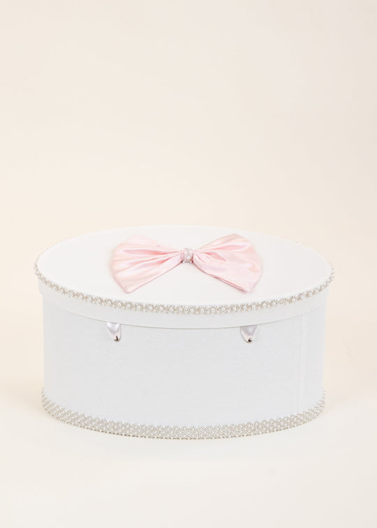 Cufar Catalina Oval Crem Funda Satin Roz Pe Capac AnneBebe