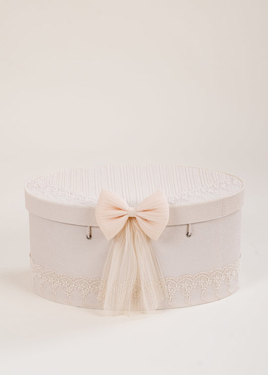 Cufar Amelia Oval Capucino Dantela Si Pliseu Pe Capac AnneBebe