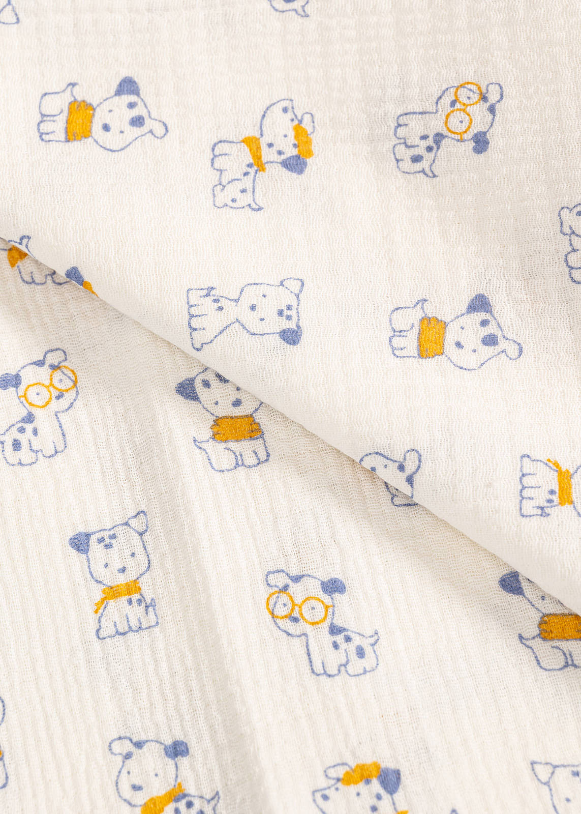 Scutec Textil Bebelusi din Muselina Crem Cu Imprimeu Catelusi AnneBebe