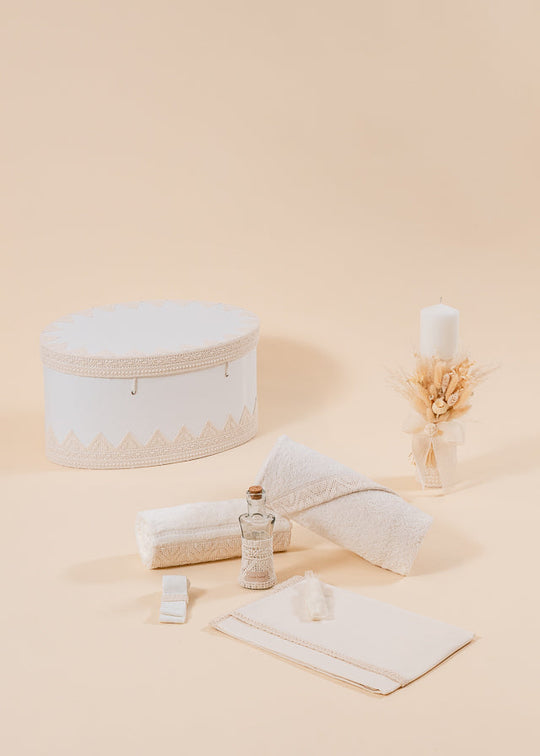 Otilia 3 Piece Baptism Set, Candle, Trunk and Personalized Chest AnneBebe