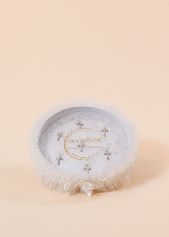 Cutie Pentru Cruciulite Tull Crem Cu Alb