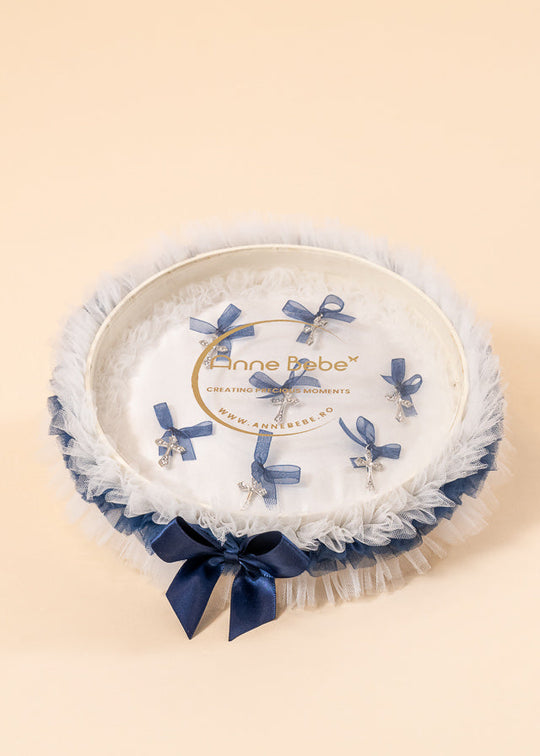 Tull Cream and Navy Blue Cross Box with 7 Crosses AnneBebe