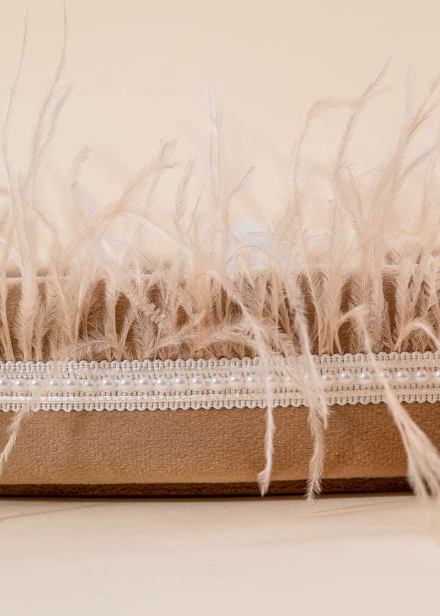 Mot and Cake Tray Beige Velvet With Flakes and Pearls AnneBebe