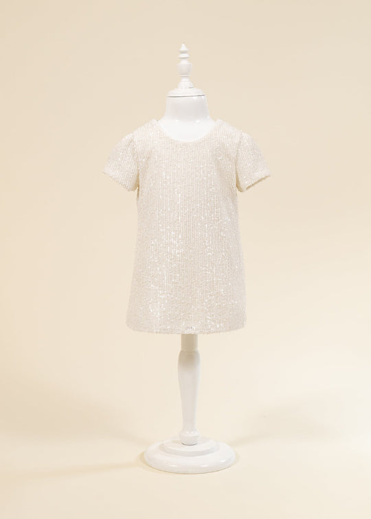 Rochita Alba Paiete Si Funda Satin Neagru AnneBebe