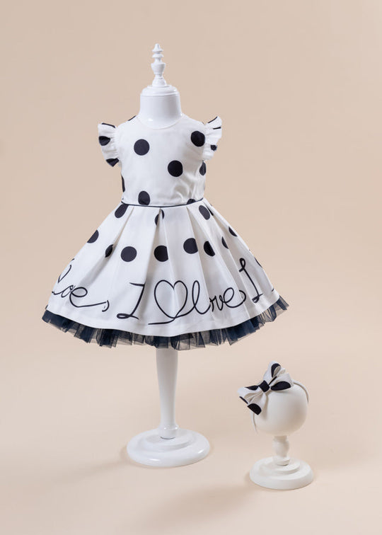 Gizeh Dress Navy Blue Dots Cream AnneBebe 