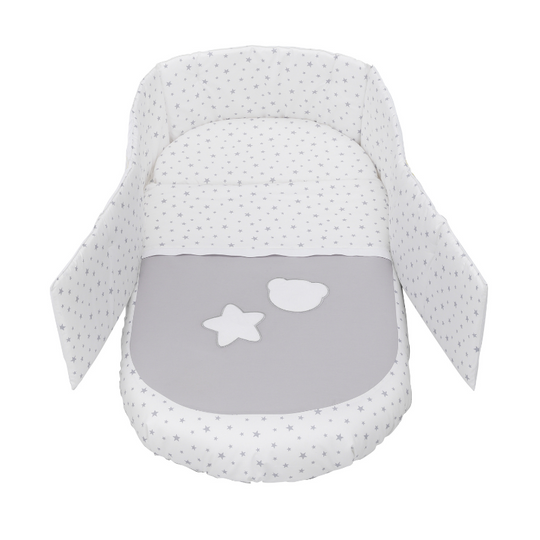Set Protectie Patut Oval Co-sleeper 4 Piese Bumbac Contact Oalla Azzurra