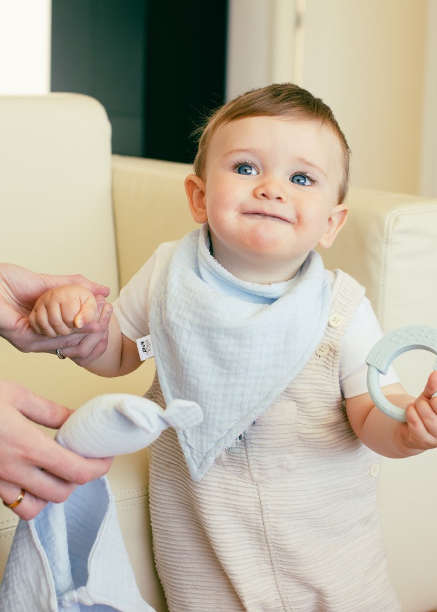 Set Jucarie, Batista, Bandana, Jucarie Dentitie Bleu SET41-73 Don Algodon