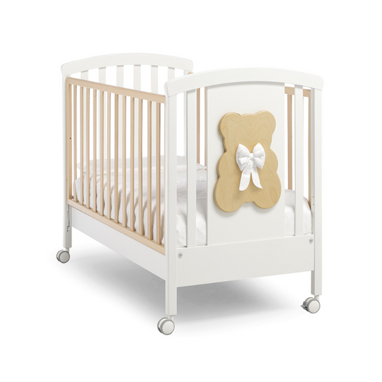 Patut bebelusi Dudu Erbesi Lemn Solid Fag cu sertar si laterala culisanta Alb & Natural