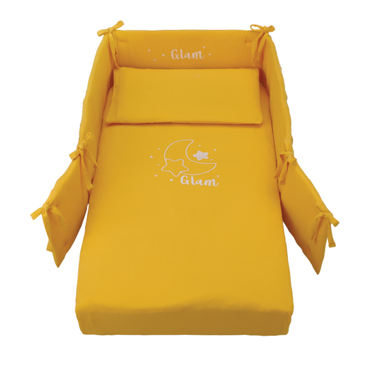 Bed Protection Set 4 Pieces Cotton Collection Glammy Sole Mustard Azzurra