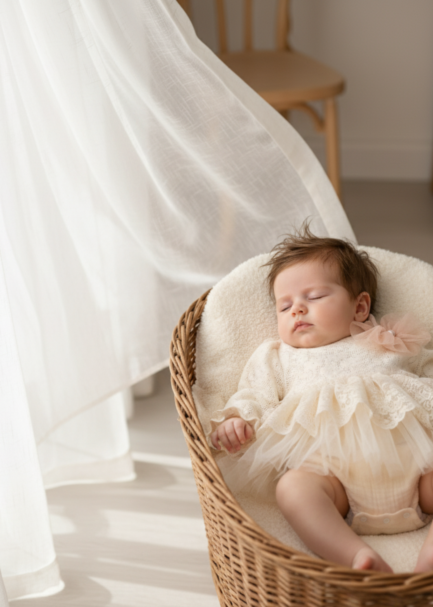 Body Crem din Dantela cu Maneca Lunga si Volane MJ170 Mary & Joe