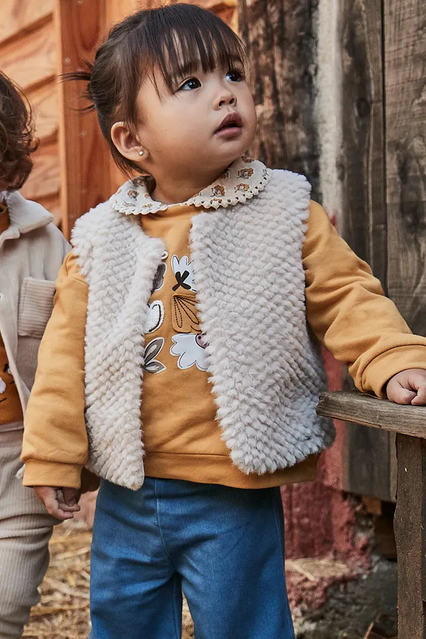 NO PICTURES Beige Fur Vest 2356 col 68 Mayoral