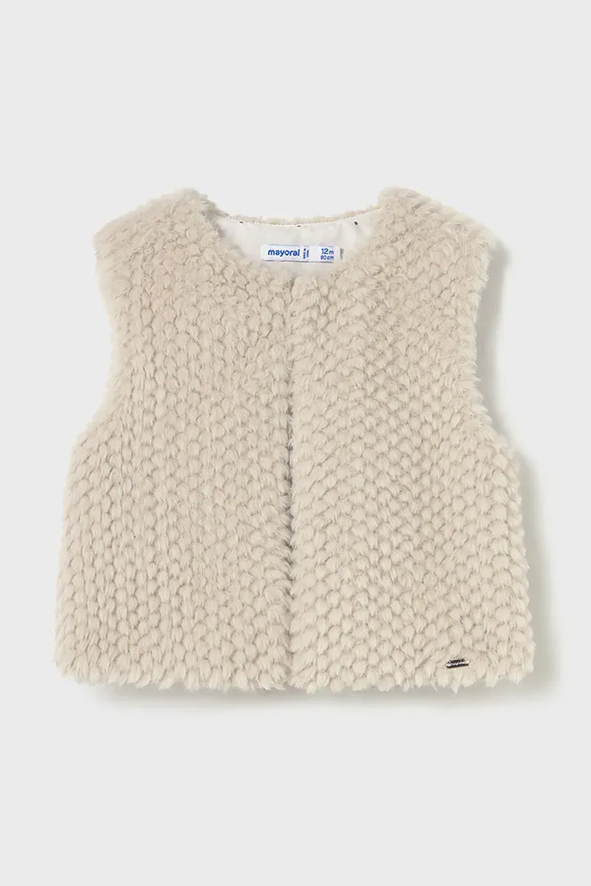 NO PICTURES Beige Fur Vest 2356 col 68 Mayoral
