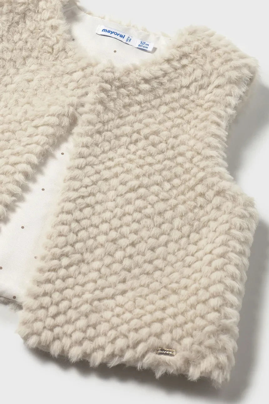 NO PICTURES Beige Fur Vest 2356 col 68 Mayoral