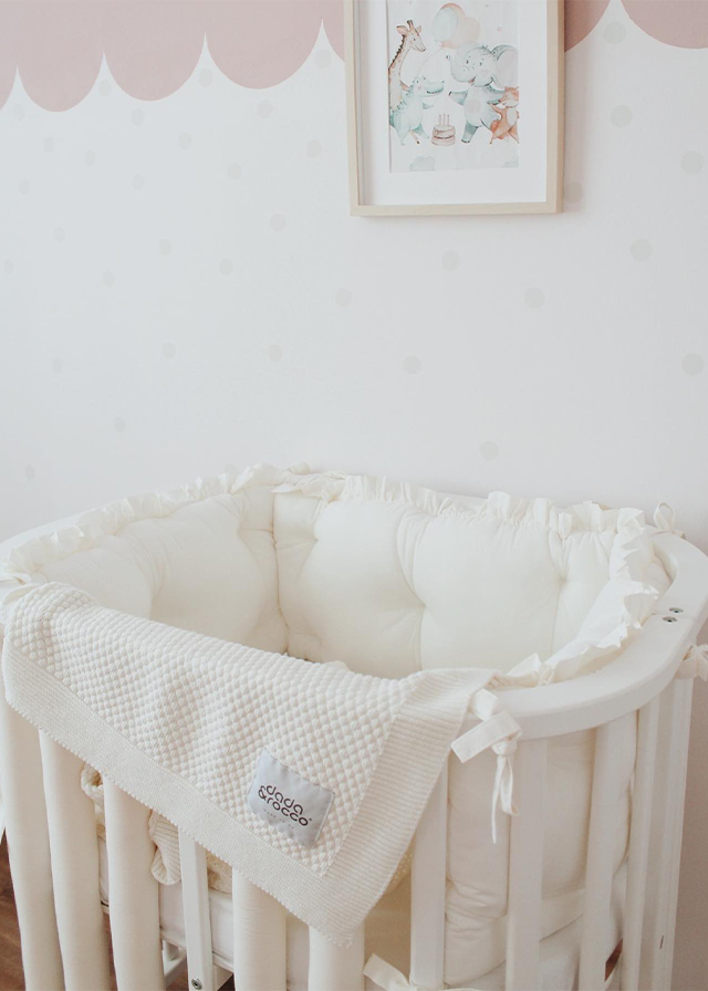 Baby Cot Protector Cream With Picks Beige Cotton Antiallergic 60x30 cm 1130-2014 Dada&amp;Rocco