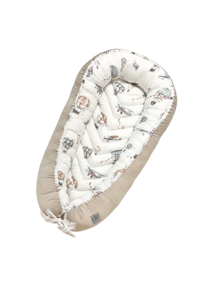 Baby Nest Beige Flying Rocco with Airplanes Antiallergic Cotton Velvet 1010-1004 Dada&amp;Rocco