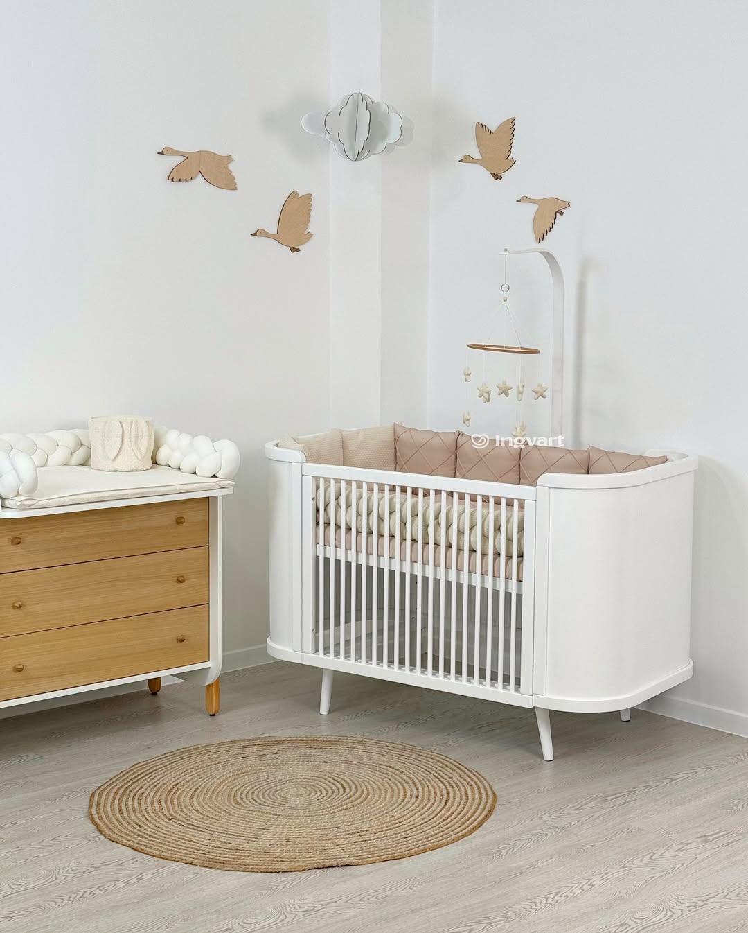 Patut Evolutiv Cosleeper Lemn Alb Boho Simplu Ingvart