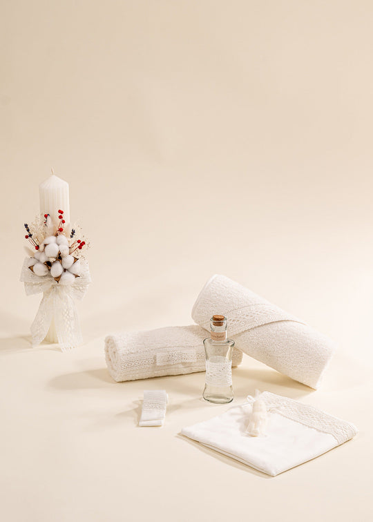 Set Botez 2 Piese Brandusa Lumanare si Trusou Personalizate AnneBebe