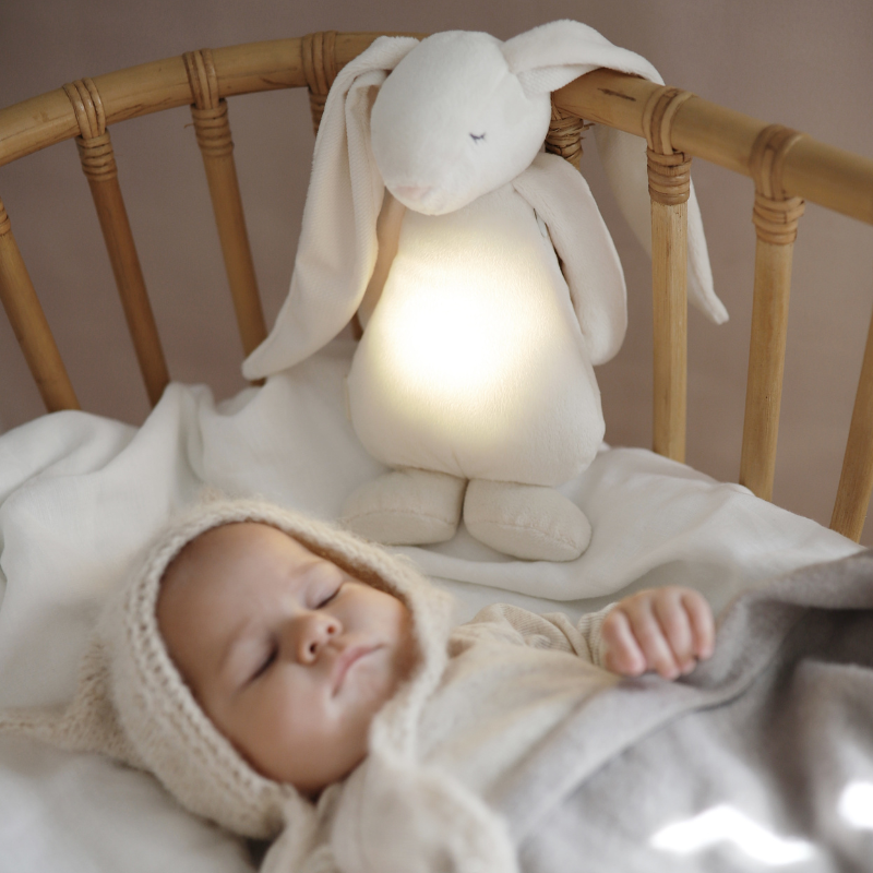 Iepuras Bebe Jucarie Muzicala cu Lampa de Veghe Incorporata Crem - Camera Bebelusului