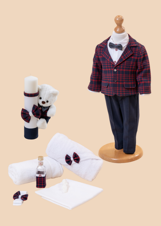 Daria Baptism Set 3 Pieces, Costume, Suit and Personalized Candle AnneBebe