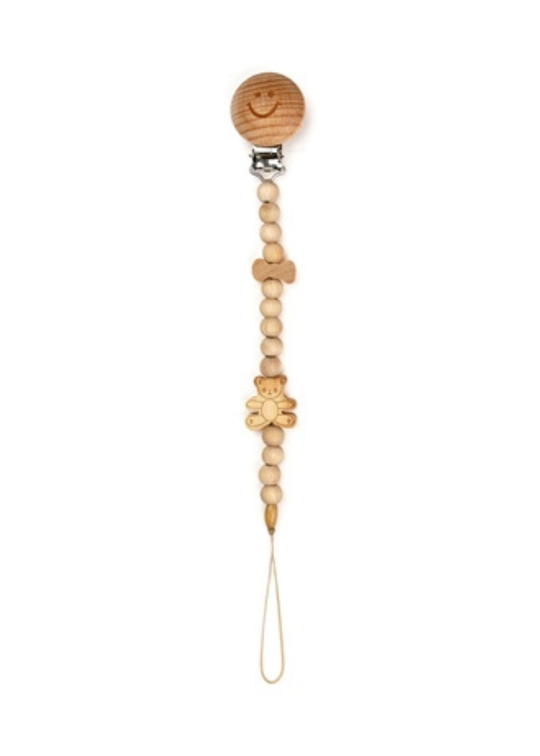 Organic Wooden Pacifier Holder with Smiley CSYA1000 Baby Cosy