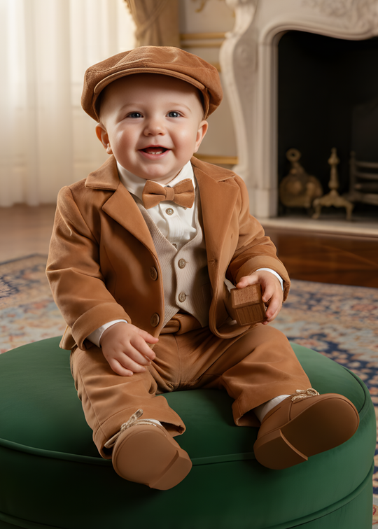 Costum Dacian Jacheta Cu Rever Pantalon Si Vesta Catifea Maro(completare Damian) AnneBebe