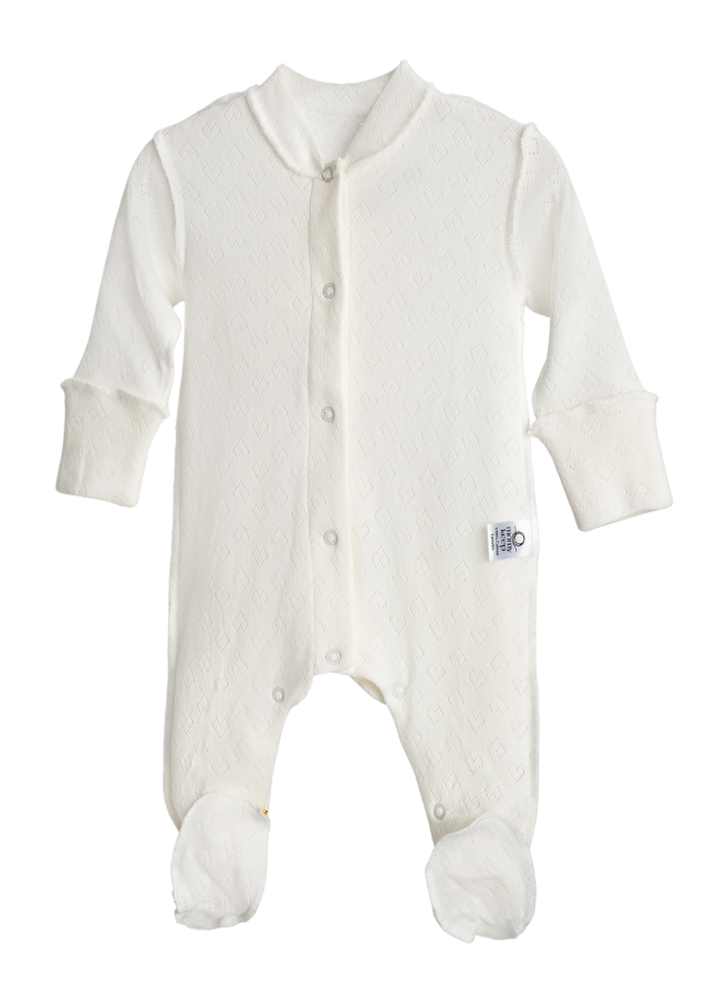 Cream Newborn Jumpsuit in Cotton Impregnated with Lanolin MOM-58 Momykeep