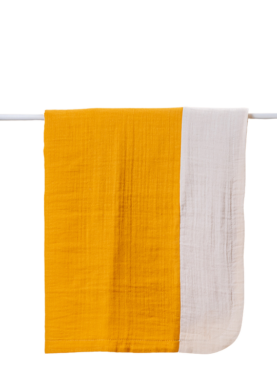 Pled din Bumbac Mustar Cu Cappucino 80x85cm AnneBebe