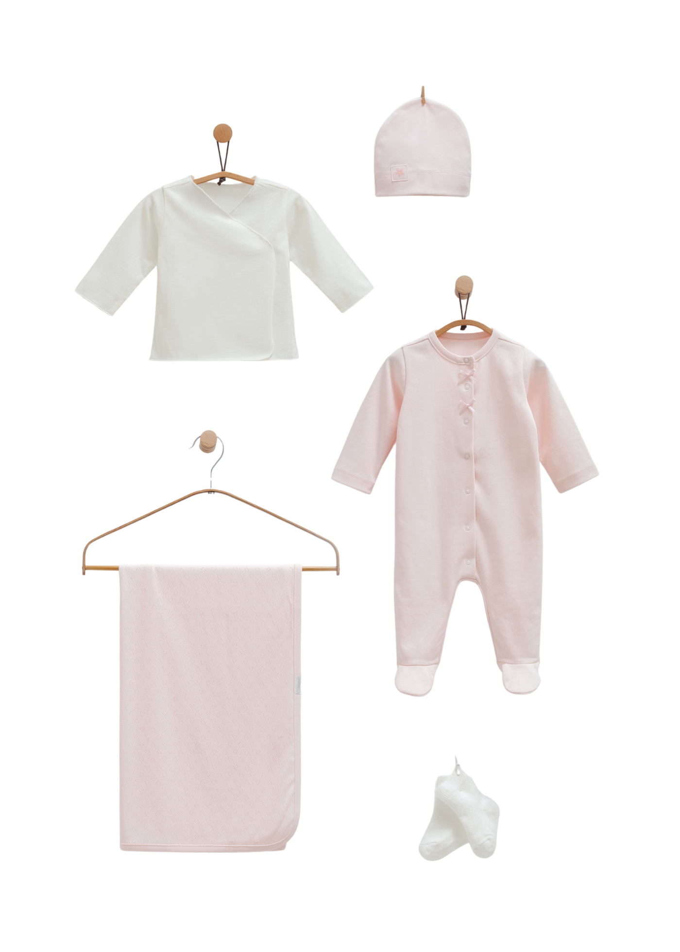 Set 10 Piese Maternitate Roz cu Broderie Flori ZK1474 Mell Sweet Baby