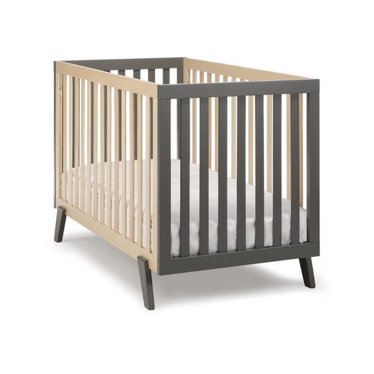 American Beech Wood Baby Cot Scandinavian Style Titanium 