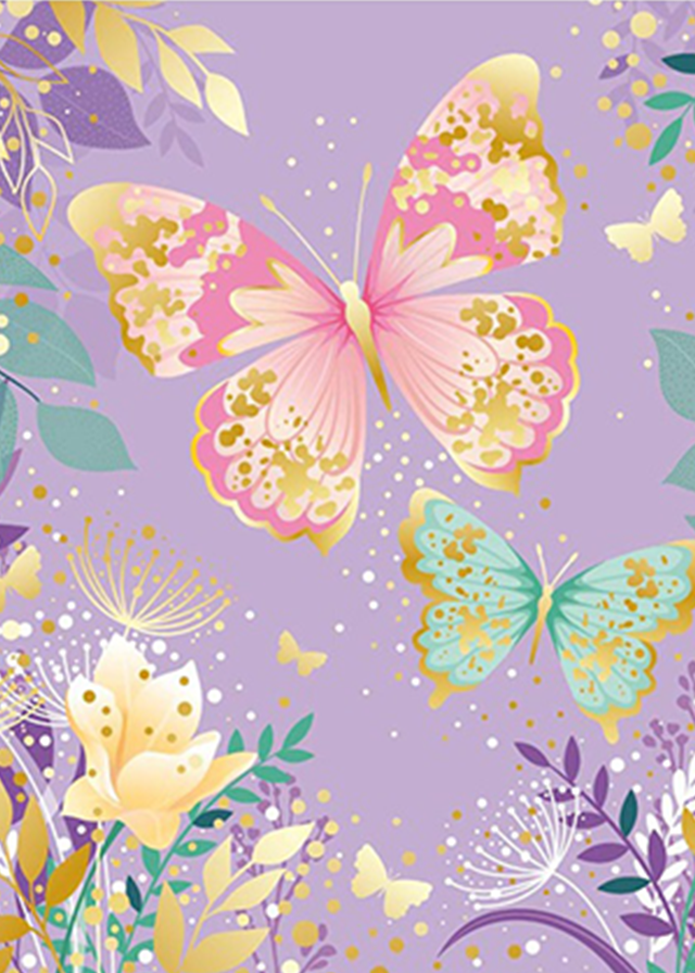 Purple Greeting Card With Butterflies Classy Butterflies art CGP20014