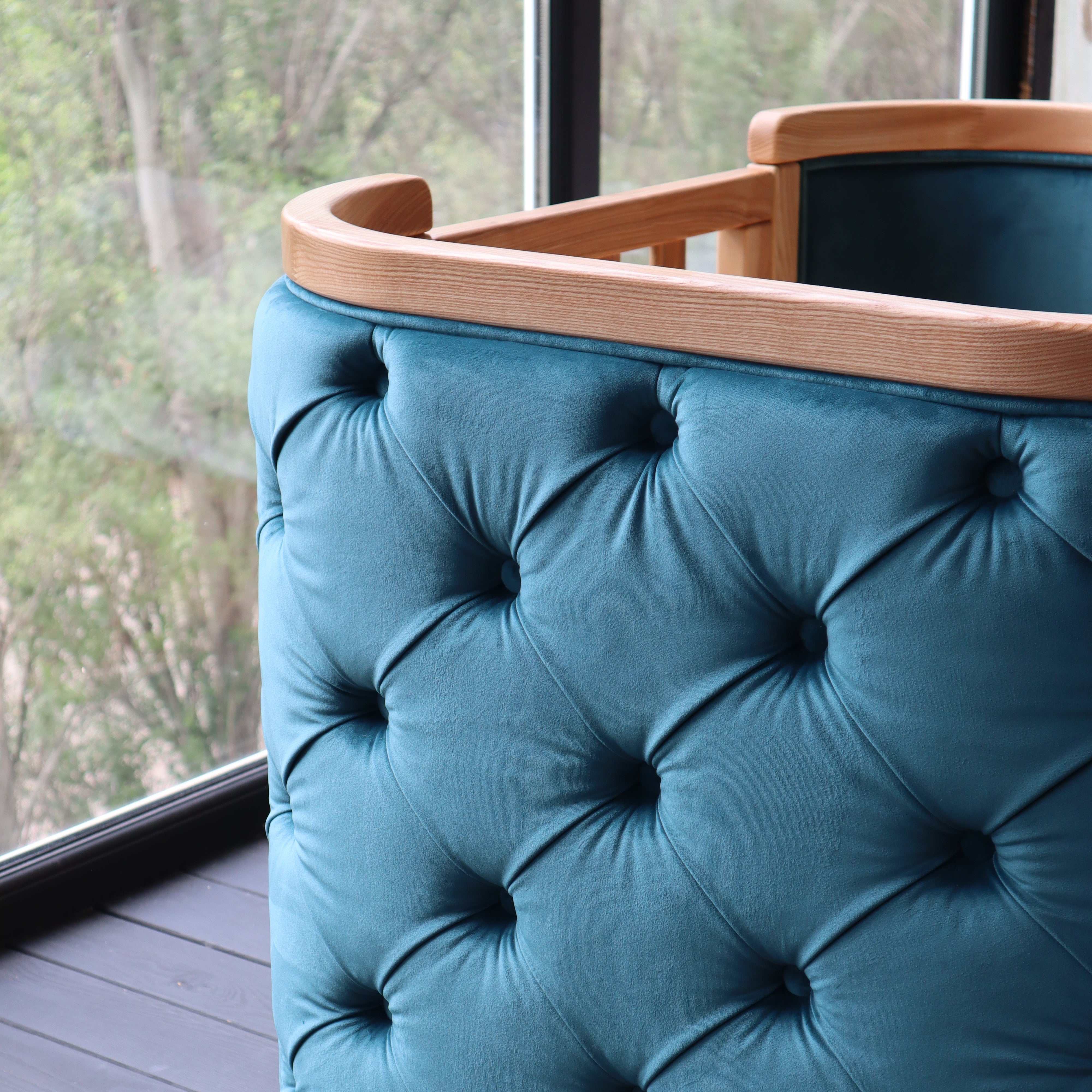 Patut bebe Capitonat Catifea Evolutiv Boho Chesterfield Alb Natur Ingvart